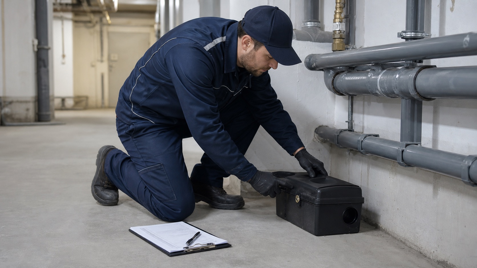 Rodent station check at a business property